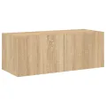 Meuble TV mural avec lumières LED chêne sonoma 80x35x31 cm