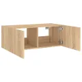 Meuble TV mural avec lumières LED chêne sonoma 80x35x31 cm