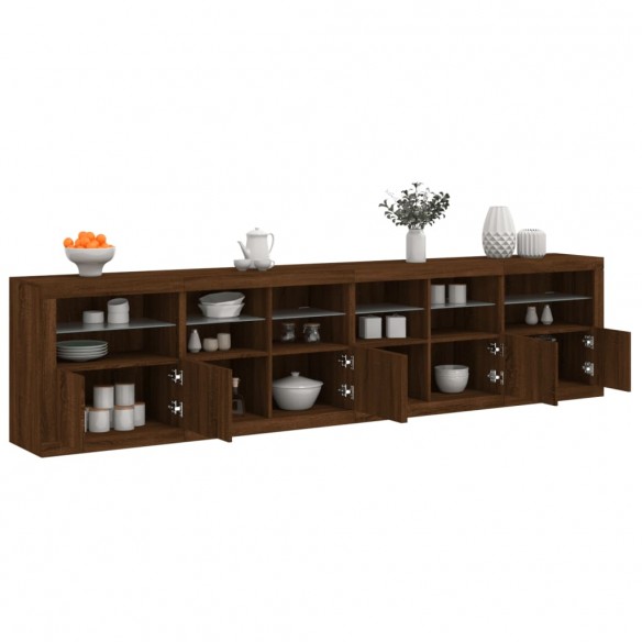 Buffet avec lumières LED chêne marron 283x37x67 cm