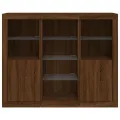 Buffets avec lumières LED 3 pcs chêne brun bois d'ingénierie