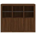 Buffets avec lumières LED 3 pcs chêne brun bois d'ingénierie