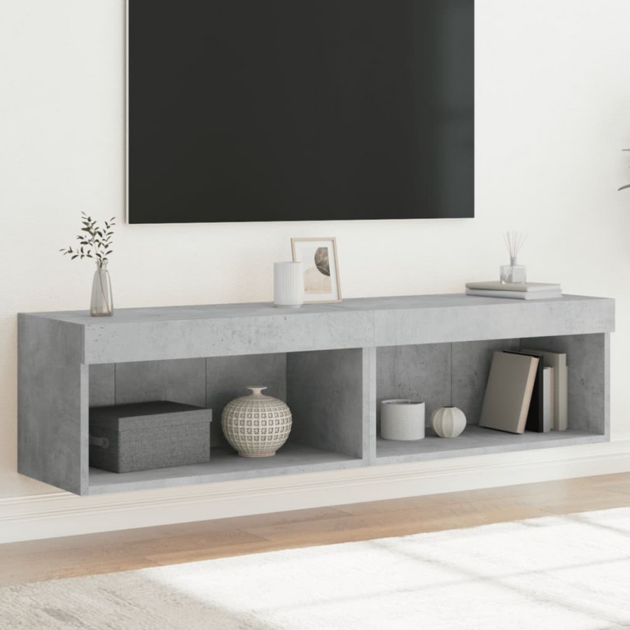 Meubles TV avec lumières LED 2 pcs gris béton 60x30x30 cm