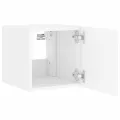 Meuble TV mural avec lumières LED blanc 30,5x35x30 cm