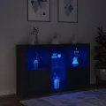 Buffet avec lumières LED noir 162x37x100 cm