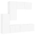 Unités murales TV 5 pcs blanc bois d'ingénierie