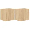 Meubles TV muraux lumières LED 2 pcs chêne sonoma 40,5x35x40 cm