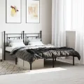 Cadre de lit métal avec tête de lit noir 135x190 cm