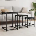 Tables basses gigognes 3 pcs noir bois d'ingénierie