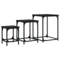 Tables basses gigognes 3 pcs noir bois d'ingénierie