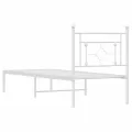 Cadre de lit métal avec tête de lit blanc 75x190 cm