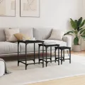 Tables basses gigognes 3 pcs noir bois d'ingénierie