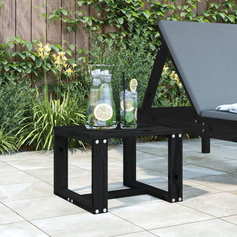 Table d'appoint de jardin noir 40x38x28,5 cm bois massif de pin