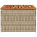 Table de jardin beige 55x55x37 cm résine tressée et bois acacia