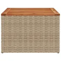 Table de jardin beige 55x55x37 cm résine tressée et bois acacia