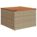 Table de jardin beige 55x55x37 cm résine tressée et bois acacia