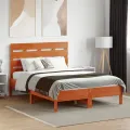 Tête de lit cire marron 135 cm bois massif de pin