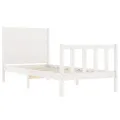 Cadre de lit avec tête de lit blanc petit simple bois massif