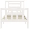 Cadre de lit avec tête de lit blanc petit simple bois massif