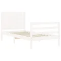 Cadre de lit avec tête de lit blanc petit simple bois massif