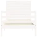 Cadre de lit avec tête de lit blanc petit simple bois massif