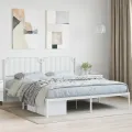 Cadre de lit métal avec tête de lit blanc 183x213 cm