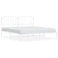 Cadre de lit métal avec tête de lit blanc 183x213 cm