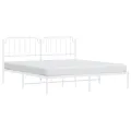 Cadre de lit métal avec tête de lit blanc 183x213 cm