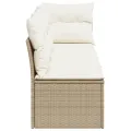 Canapé de jardin avec coussins 4 places beige résine tressée