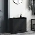 Armoire à chaussures noir 60x21x57 cm bois d'ingénierie