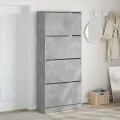 Armoire à chaussures 4 tiroirs rabattables gris béton