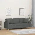 Canapé 3 places avec oreillers gris foncé 180 cm tissu