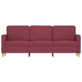 Canapé à 3 places Rouge bordeaux 180 cm Tissu