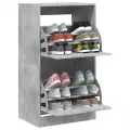 Armoire à chaussures 2 tiroirs rabattables gris béton