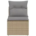 Canapé de jardin sans accoudoirs coussins beige résine tressée