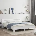 Cadre de lit avec tête de lit blanc 160x200cm bois d'ingénierie