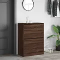 Armoire à chaussures 2 tiroirs rabattables chêne marron