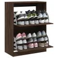 Armoire à chaussures 2 tiroirs rabattables chêne marron