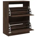Armoire à chaussures 2 tiroirs rabattables chêne marron