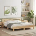 Cadre de lit avec tête de lit chêne sonoma 200x200 cm