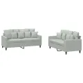 Ensemble de canapés 2 pcs avec coussins Gris clair Velours
