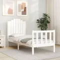 Cadre de lit avec tête de lit blanc petit simple bois massif