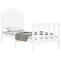 Cadre de lit avec tête de lit blanc petit simple bois massif