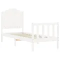 Cadre de lit avec tête de lit blanc petit simple bois massif