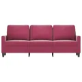 Canapé à 3 places Rouge bordeaux 180 cm Velours