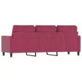 Canapé à 3 places Rouge bordeaux 180 cm Velours