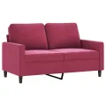 Ensemble de canapés 2 pcs avec coussins Rouge bordeaux Velours