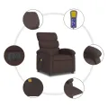 Fauteuil de massage inclinable électrique Marron foncé Tissu