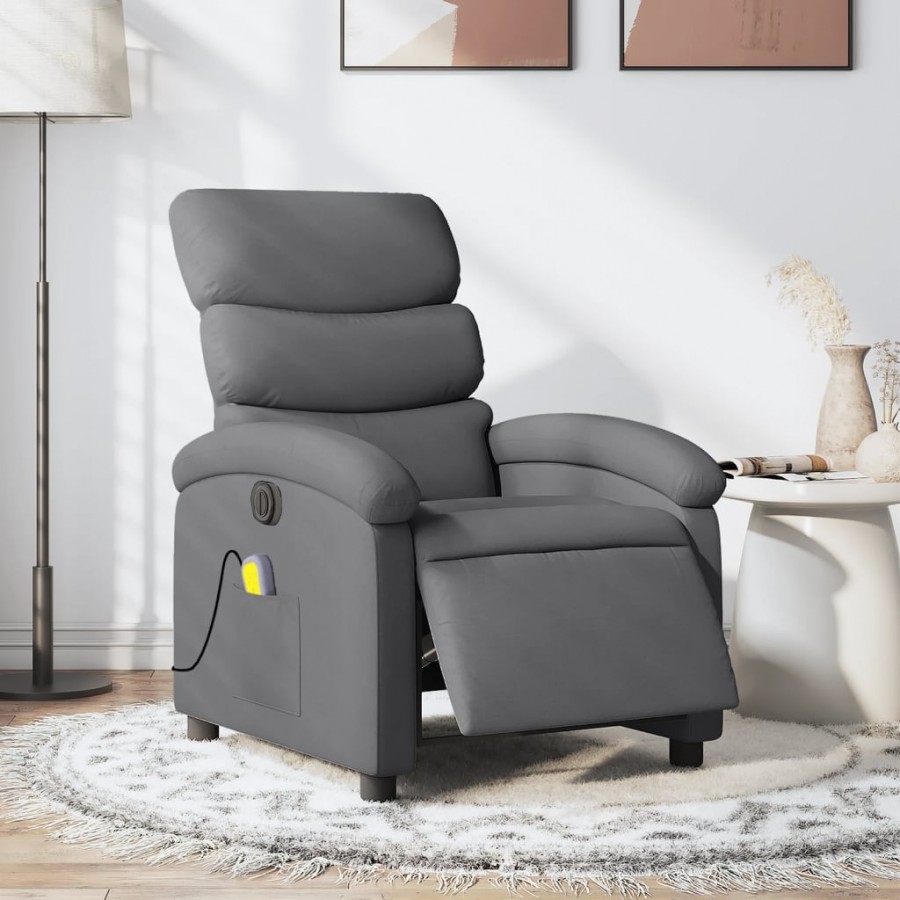 Fauteuil inclinable de massage électrique gris foncé tissu