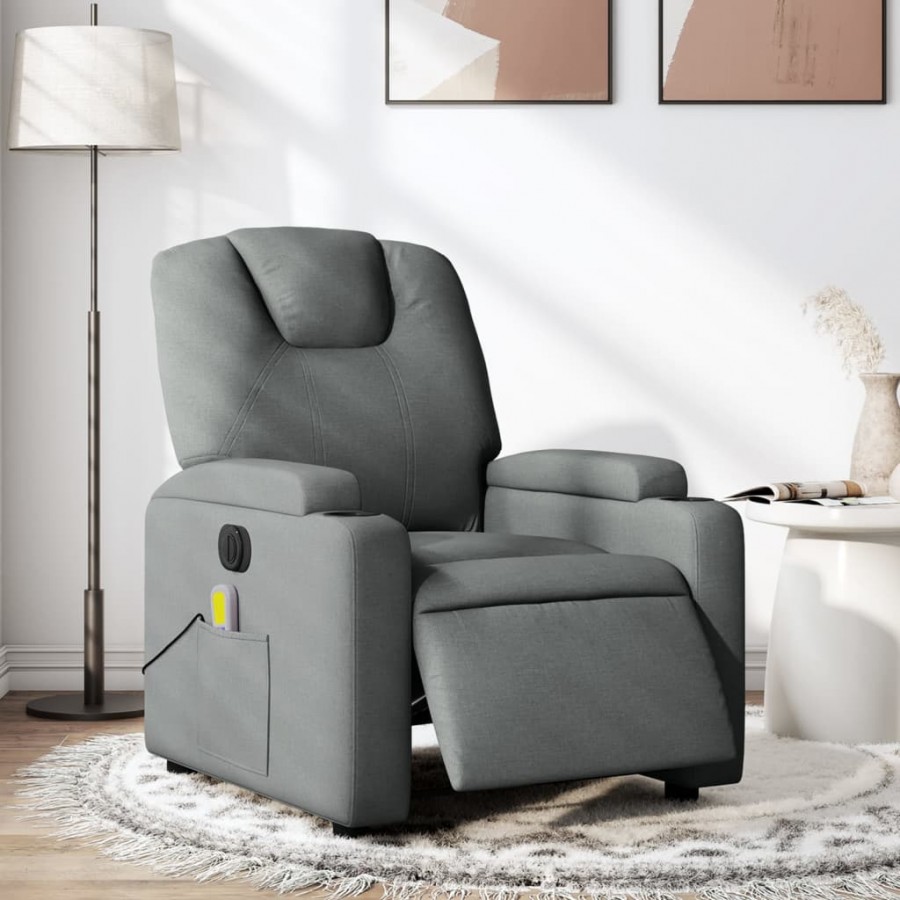 Fauteuil inclinable de massage électrique gris foncé tissu