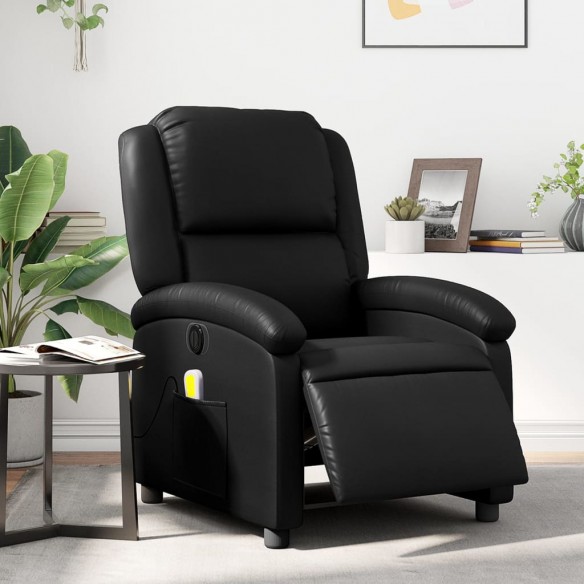 Fauteuil de massage inclinable électrique noir similicuir